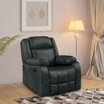 duroflex Avalon - Rocking & Revolving Single Seater Suede Fabric Manual Recliner (Midnight Blue Colour)