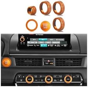 Suitable for Honda Pilot 2023 2024 2025 Air Conditioning Control Volume Knob Adjustment Knob Cover, Start Button Cover/Ring, Car Interior Trim 6 Pieces/Set (Orange)