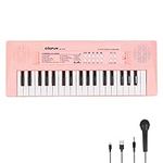 Electronic Piano Keyboard 37 Keys Piano for Kids Music Keyboard Piano with Microphone Learning Music Educational Toy Gift for Girls Boys Beginners (Pink