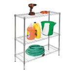 Honey-Can-Do 3-Tier Heavy-Duty Adjustable Shelf Storage Unit with 200-lb Capacity, Chrome SHF-09367 Steel Shelving, Heavy Duty Shelves, Shelving Unit,