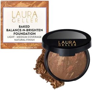 LAURA GELLER NEW YORK Award-Winning Baked Balance-n-Brighten Color Correcting Powder Foundation – Handmade in Italy – Buildable Coverage, Matte Finish – For Mature & Sensitive Skin – 09 Toffee