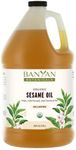 Banyan Botanicals Sesame Oil – Organic & Unrefined Ayurvedic Oil for Skin, Hair, Oil Pulling & More – Multiple Sizes – 128oz. – Non GMO Sustainably Sourced Vegan