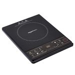 Amazon Basics 1900 Watt Induction Cooktop| 8 Stage Power Settings | Made of Crystal Glass Plate with premium Finish| Black