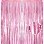 2pcs 3.2 x 8.3ft Glitter Pink Tinsel Curtain Foil Fringe Curtain Backdrop Party Streamers Curtain Photo Backdrop Decorations for Birthday School Graduation Hen Girls Party Decorations Pink