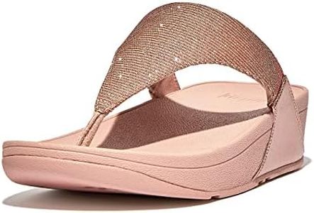 FitFlop Lulu Shimmerlux Toe post Sandals womens Slide Sandal, Rose Gold, 40 EU