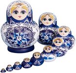 YAKELUS Russian Nesting Dolls Russian Dolls Matryoshka Doll Russian Dolls for Kids for Adults 10 Piece Set Handmade 1070