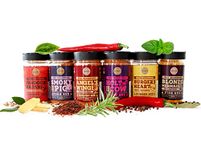 Gourmet Selection of Premium BBQ Seasonings - Holy Cow, Angel’s Wings, Smoky Pig, Tandoori Rajah, Burger's Heart & Blonde Mermaid BBQ Rubs | Pack of 6 | 100% Natural | Great Spices Gift For Foodie