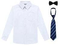 BIENZOE Boy's School Uniform Long Sleeve Button Down Oxford Shirt Pack White 10