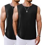 COOFANDY Tank Top Men's Gym Vest Bodybuilding Fitness Sleeveless Athletic Summer Men Running Vest Black/Black (Pack 2) L