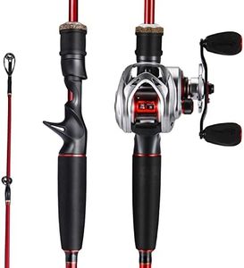 Sougayilang Baitcaster Combo, 2Pc Baitcasting Fishing Rod and Reel Combo, Twin-Tip M/MH Fishing Pole and Baitcasting Reel-Silver-5.9ft-Right Handle