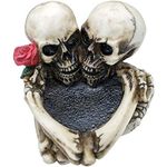 Valentines Day Gift Skull Ashtray - Skeleton Skull Rose Lover Never Die Resin Ash Tray Container Human Head Skull