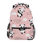 Qilmy Panda Backpack for Girls Student School Bookbag Laptop Computer Travel Daypack, Pink