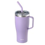 Zukro 32 oz Tumbler with Handle and Straw| Insulated Stainless Steel Cup Keeps Drinks Cold 24 Hours and Hot 8 Hours| No Sweat Travel Mug Fit in Cupholder| Dishwasher Safe| Lavender