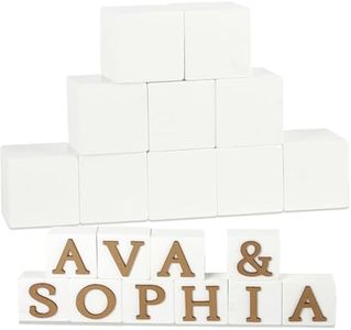 Custom Wooden Name Blocks, 10 Pcs Wooden Baby Blocks and 84 Gold Letter Blocks for Nursery Decor Nursery Name Wooden Cubes OH BABY Sign Baby Showers Newborn Custom Present Baby Learning Toys