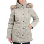 London Fog Women's Diamond Quilted Alternative Outerwear Coat, Pearl, Medium