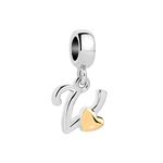 Luluadorn Gold Heart Letter V Charm Initial Alphabet Charm Dangle Bead Compatible with Pandora Charms Bracelets