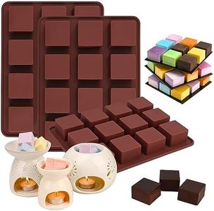 Wax Melts Molds Silicone, 3 Pcs 12-Cavities Square Silicone Mold for Scented Wax Melts, Chocolate Truffles, Candy, Jelly, Ice Cube Tray