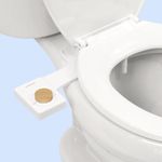 TUSHY Fresh Bidet: Ultra Slim Toilet Seat Attachment | Non-Electric Self-Cleaning Hygienic Nozzle w/Adjustable Water Pressure Control. (Easy DIY Install <10 Min), Bamboo Knob