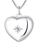 YL Heart Locket Picture Necklace 925 Sterling Silver Personalized Photo Lockets Pendant Created Alexandrite Jewelry for Women