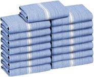 Zeppoli Classic Kitchen Towels - 15 Pack 100% Natural Cotton Kitchen Towel Set, Reusable Wash Cloths, Absorbent Dish Towels, Machine Washable Hand Towels, Kitchen Essentials - 14” by 25” - Blue Base