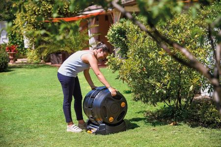 Hozelock Easymix 2-in-1 Rotating Composter, 100L – Fast Mixing, Black