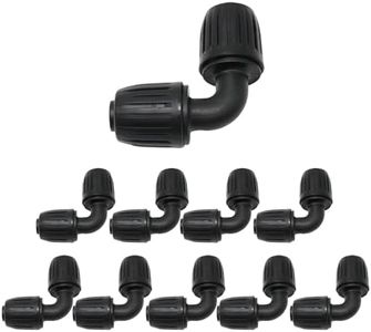 DUZFOREI 10Pcs 1/2 inch Drip Irrigation Fittings, Lock Barbed Elbow Connectors Compatible with Most Rain Bird Orbit Dig Toro Elbow Connectors for (1/2" ID x 0.63''~0.65" OD) Tubing 90 Degree