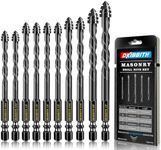 DKIBBITH 4-Flute Serrated Masonry Drill Bit Set (10-Piece, Black) - 3/16" to 1/2" for Concrete, Tile, Brick, Glass, Ceramic