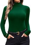 Ekouaer Women Turtleneck Shirt Long Sleeve Layer Tops Basic Ribbed Tees Soft Stretch Thermal Undershirts Lightweight Blouse Green XL