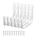 Pack of – 6 Jumbo Hook Set Garage Storage | 140 X 130mm Large Hooks for Hanging | White Metal Ladder Hooks for Shed Organiser, Garage Storage, Garden Tools, Bikes, Ladders