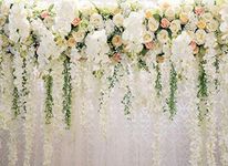 AIIKES 8x6FT Bridal Flowers Wall Backdrop Curtain Floral Rose Wedding Party Photography Background Photo Baby Shower Birthday Photo Booth Props 11-490