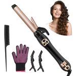 MYMULIKE Automatic Hair Curler, Rotating Curling Iron 1 Inch With 6 Adjustable Temp and LCD screen, 30s Instant Heat Up 430°F, 1H Auto-Off, Curling Iron for Long/Middle/Short All Hair, Rose Gold