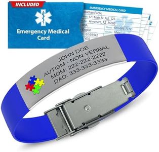 Universal Medical Data Autism Medical ID Bracelet for Kids – Custom Laser Engraved ID, Silicone Band & Stainless Steel Plate - Medic Alert Bracelet, Emergency Card & Health Record Access - Royal Blue