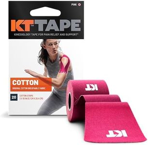 KT TAPE Original Cotton Elastic Kinesiology Therapeutic Sports Tape, 20 Precut 10 Inch Strips, Breathable, Free Videos, Pro & Olympic Choice, Pink