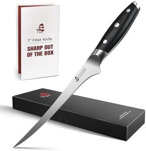 TUO Fillet Knife 7 Inch, Flexible Sharp Blade with Full Tang Handle, Professional Fish Knife for Fish Meat Poultry Cutting and Trimming, High Carbon German Steel - Black Hawk Series