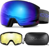 Odoland OTG Ski Goggles Set with Detachable Lens, Interchangeable Lens, Anti-Fog 400 UV Protection Snow Goggles for Men and Women, Helmet Compatible BL