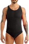 FEESHOW Men's Stretch Swimsuit Leotard Bodysuit Underwear Bikini Thongs One Size Black