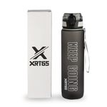 XRT65 1L Motivational Sipper Bottle, Unbreakable Water Bottle, Leakproof Sipper bottle for adults, Motivational water bottle sipper for Gym office home, Non-toxic plastic water bottle (Black)