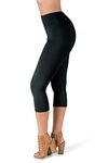 SATINA High Waisted Leggings for Women - Soft Women’s Leggings in Capri and Full Lengths - Regular and Plus Sizes in 25 Colors Black