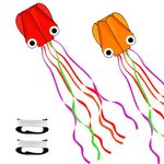 Flintronic 2 PCS Kites for Children and Adult, Mollusc Octopus Kite, Easy to Fly Kites with Long Tail & 100 Meters Flying String, Kids Kite for Beach Camp Trip Outdoor Games