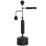 HOMCOM 3-in-1 Freestanding Boxing Punching Bag Stand with 2 Speed Balls, 360° Relax Bar, PU-Wrapped Bag & Waterable Base Adjustable Height from160 cm to 230 cm