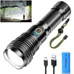 Glarylight Torches Led Super Bright, 150000 High Lumens Rechargeable Torch, XHP70.2 Powerful Flashlight with Zoomable, 5 Modes Zoomable IPX7 Waterproof Brightest Torch for Camping Emergency