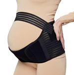 Jamila Maternity Belt Pregnancy Support Belt Lumbar Back Support Waist Band Belly Bump Brace, Relieve Back, Pelvic, Hip Pain Labour and Recovery (Black, XL)