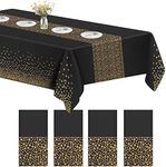 FYY 4 Pack Disposable Plastic Tablecloths, Table Runner Set Plastic Rectangle Black Dot Tablecloths for Indoor or Outdoor Tables Parties Christmas Picnic Birthdays Thanksgiving and Weddings