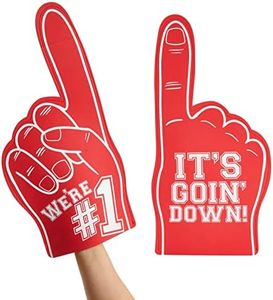 Okuna Outpost 2 Pack Red Foam Fingers #1, It's Goin' Down for Sports Fan Accessories, Cheering, Party Favors, 17.5 Inch Giant Foam Hand