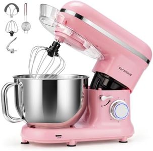 VIVOHOME Stand Mixer, 660W 10 Speed 6 Quart Tilt-Head Kitchen Electric Food Mixer with Beater, Dough Hook, Wire Whip and Egg Separator, Pink