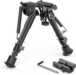 EZshoot 6-9 Inches Adjustable Carbon Fiber Bipod with Foldable Legs + Adapter Super Duty Bipods for Outdoor Activities (Black)