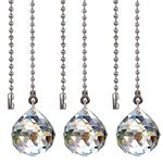 Akahttbn Ceiling Fan Pull Chain Extension with Clear Prism Ball, 36 Inches Fan and Light Pull Chain Set for Ceiling fan Light Lamp,3 Pcs (Nickel)