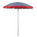 PICNIC TIME Outdoor Canopy Sunshade Beach Umbrella 5.5', Small Patio Umbrella, Beach Chair Umbrella, (Blue Pinstripe Pattern)