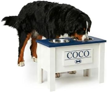 GTW Elevated Dog Bowl Stand for Large Dogs - Customized Feeding Station with Storage & Stainless Steel Bowls (X-Large, Blue)