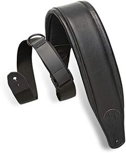 Levy's Leathers Right Height Guitar Strap with RipChord Quick Adjustment Technology; 3.5" Wide Padded Garment Leather - Black (MRHGP-BLK)